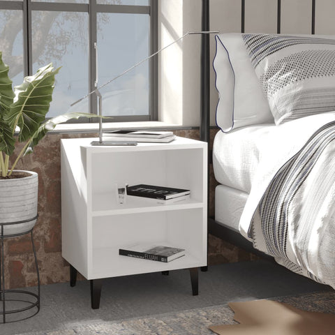 vidaXL Bed Cabinets with Metal Legs 2 pcs White 40x30x50 cm