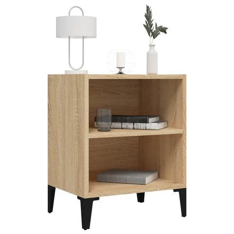 vidaXL Bed Cabinet with Metal Legs Sonoma Oak 40x30x50 cm