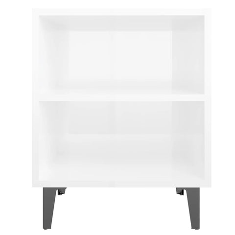 vidaXL Bed Cabinets with Metal Legs 2 pcs High Gloss White 40x30x50 cm