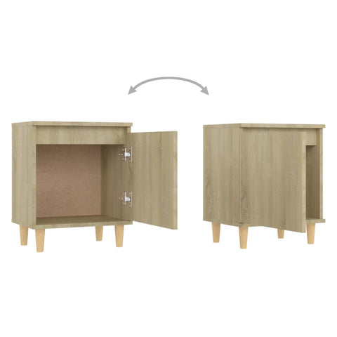 vidaXL Bed Cabinet with Solid Wood Legs Sonoma Oak 40x30x50 cm