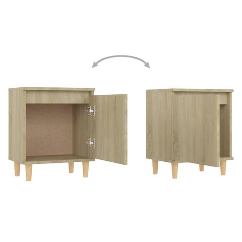 vidaXL Bed Cabinets with Solid Wood Legs 2 pcs Sonoma Oak 40x30x50 cm