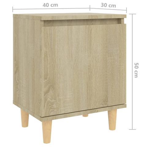 vidaXL Bed Cabinets with Solid Wood Legs 2 pcs Sonoma Oak 40x30x50 cm