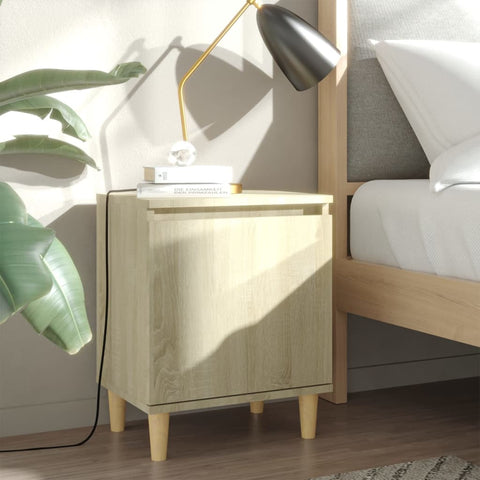 vidaXL Bed Cabinets with Solid Wood Legs 2 pcs Sonoma Oak 40x30x50 cm