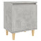 vidaXL Bed Cabinet with Solid Wood Legs Concrete Grey 40x30x50 cm
