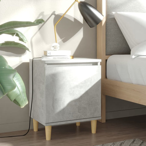 vidaXL Bed Cabinets with Solid Wood Legs 2pcs Concrete Grey 40x30x50cm