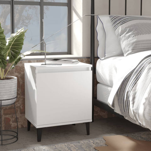 vidaXL Bed Cabinet with Metal Legs White 40x30x50 cm