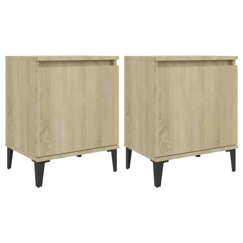 vidaXL Bed Cabinets with Metal Legs Sonoma Oak 40x30x50 cm