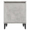 vidaXL Bed Cabinet with Metal Legs Concrete Grey 40x30x50 cm