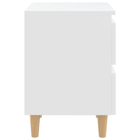 vidaXL Bed Cabinet with Solid Pinewood Legs White 40x35x50 cm