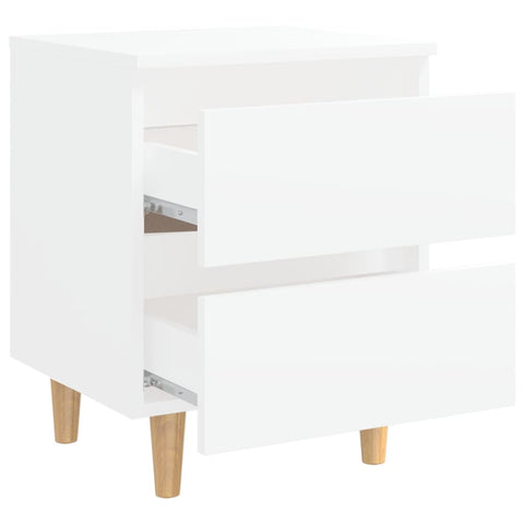 vidaXL Bed Cabinet with Solid Pinewood Legs White 40x35x50 cm