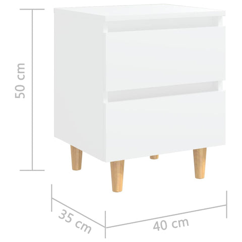 vidaXL Bed Cabinet with Solid Pinewood Legs White 40x35x50 cm