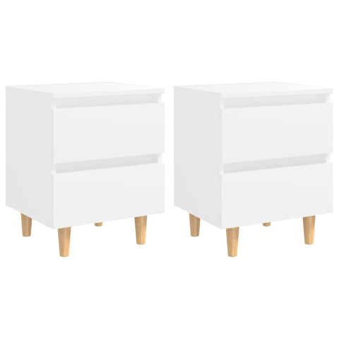 vidaXL Bed Cabinets with Solid Pinewood Legs 2 pcs White 40x35x50 cm