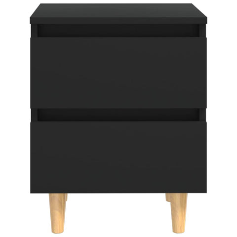 vidaXL Bed Cabinet with Solid Pinewood Legs Black 40x35x50 cm