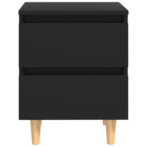 vidaXL Bed Cabinets with Solid Pinewood Legs 2 pcs Black 40x35x50 cm