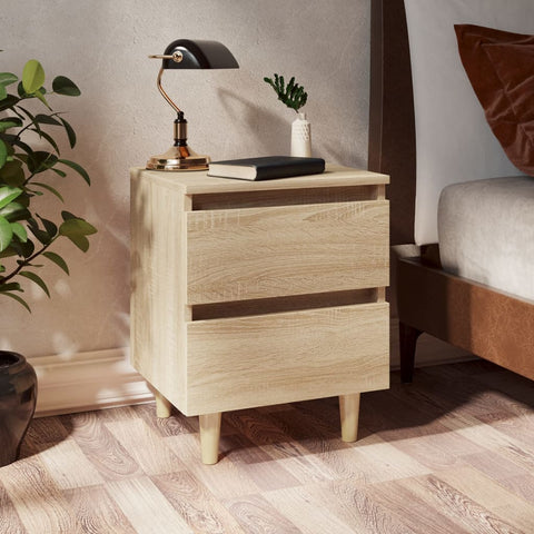 vidaXL Bed Cabinets & Solid Pinewood Legs 2 pcs Sonoma Oak 40x35x50 cm
