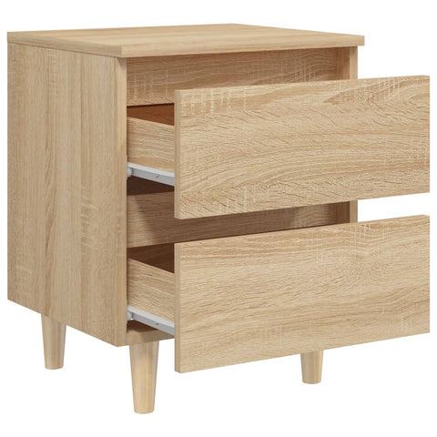 vidaXL Bed Cabinets & Solid Pinewood Legs 2 pcs Sonoma Oak 40x35x50 cm