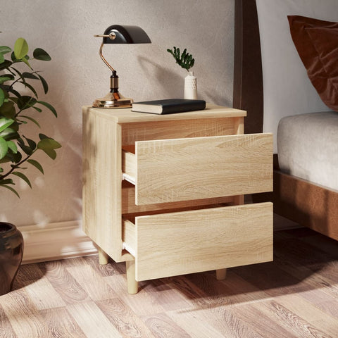vidaXL Bed Cabinets & Solid Pinewood Legs 2 pcs Sonoma Oak 40x35x50 cm