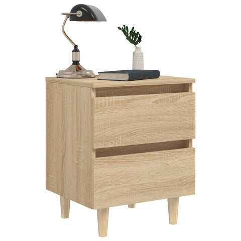 vidaXL Bed Cabinets & Solid Pinewood Legs 2 pcs Sonoma Oak 40x35x50 cm