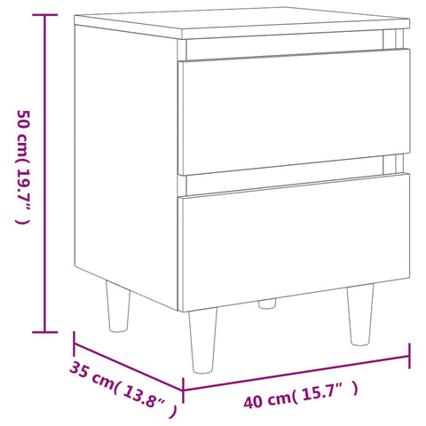vidaXL Bed Cabinets & Solid Pinewood Legs 2 pcs Sonoma Oak 40x35x50 cm