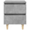vidaXL Bed Cabinet with Solid Pinewood Legs Concrete Grey 40x35x50 cm