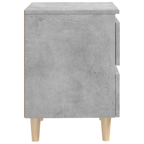 vidaXL Bed Cabinet with Solid Pinewood Legs Concrete Grey 40x35x50 cm