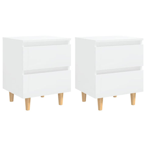 vidaXL Bed Cabinets & Pinewood Legs 2 pcs High Gloss White 40x35x50cm