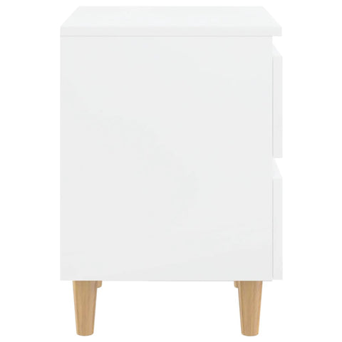 vidaXL Bed Cabinets & Pinewood Legs 2 pcs High Gloss White 40x35x50cm