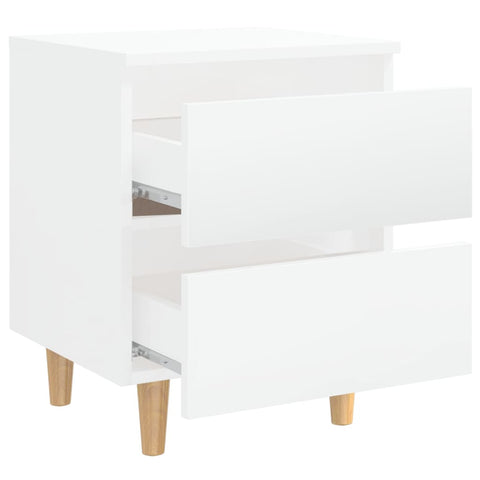 vidaXL Bed Cabinets & Pinewood Legs 2 pcs High Gloss White 40x35x50cm