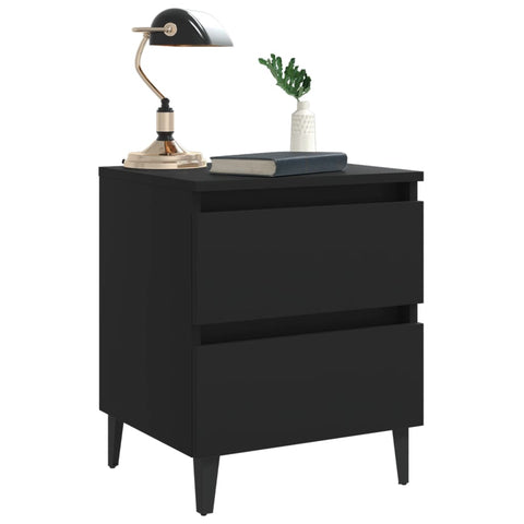 vidaXL Bed Cabinets 2 pcs Black 40x35x50 cm Engineered Wood