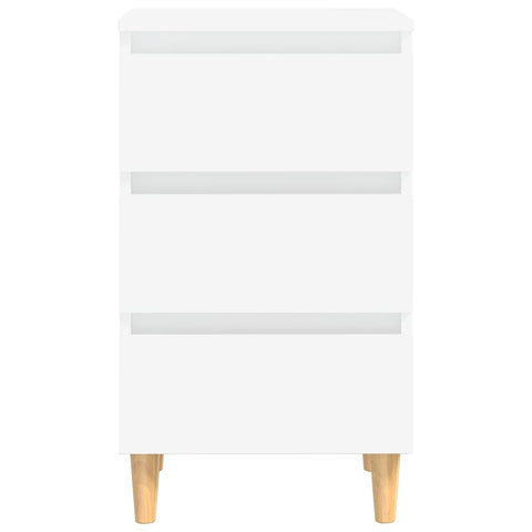 vidaXL Bed Cabinet with Solid Wood Legs White 40x35x69 cm