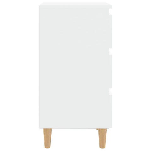 vidaXL Bed Cabinet with Solid Wood Legs White 40x35x69 cm