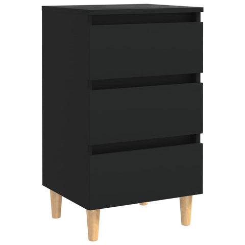 vidaXL Bed Cabinet with Solid Wood Legs Black 40x35x69 cm