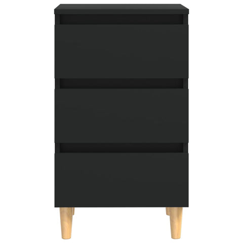 vidaXL Bed Cabinet with Solid Wood Legs Black 40x35x69 cm