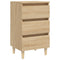 vidaXL Bed Cabinet with Solid Wood Legs Sonoma Oak 40x35x69 cm