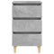 vidaXL Bed Cabinet with Solid Wood Legs Concrete Grey 40x35x69 cm