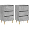 vidaXL Bed Cabinets & Solid Wood Legs 2 pcs Concrete Grey 40x35x69 cm