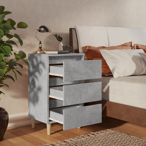 vidaXL Bed Cabinets & Solid Wood Legs 2 pcs Concrete Grey 40x35x69 cm