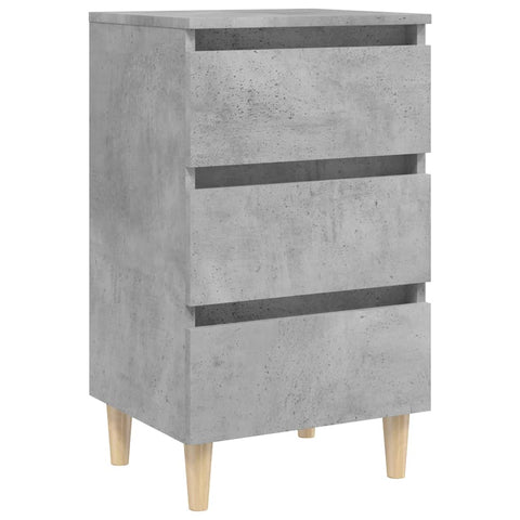 vidaXL Bed Cabinets & Solid Wood Legs 2 pcs Concrete Grey 40x35x69 cm