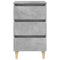 vidaXL Bed Cabinets & Solid Wood Legs 2 pcs Concrete Grey 40x35x69 cm