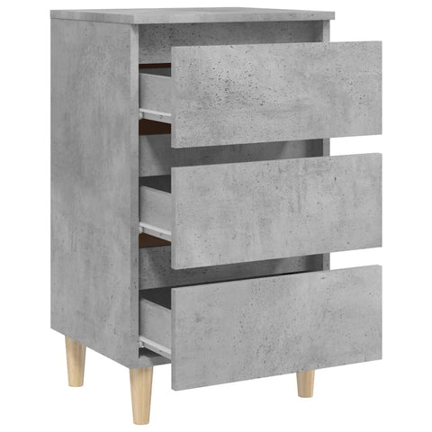 vidaXL Bed Cabinets & Solid Wood Legs 2 pcs Concrete Grey 40x35x69 cm