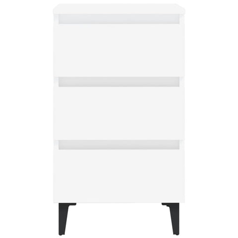 vidaXL Bed Cabinet with Metal Legs White 40x35x69 cm