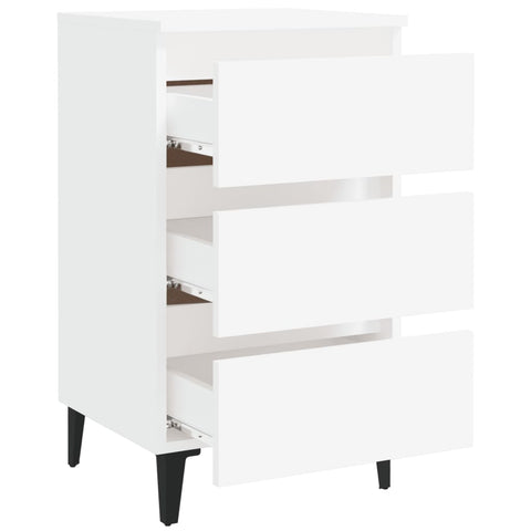 vidaXL Bed Cabinet with Metal Legs White 40x35x69 cm