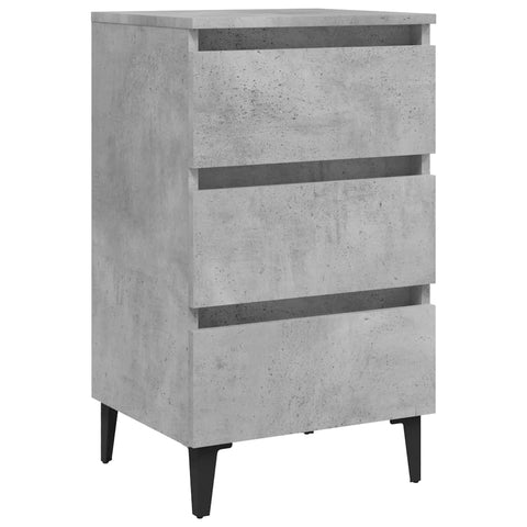 vidaXL Bed Cabinet with Metal Legs 2 pcs Concrete Grey 40x35x69 cm