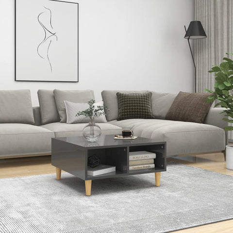 vidaXL Coffee Table High Gloss Grey 60x60x30 cm Engineered Wood