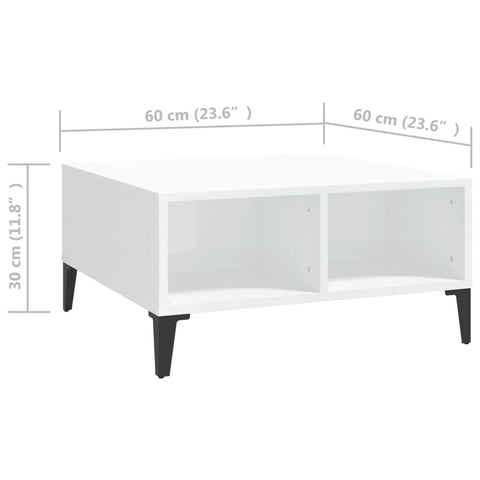 vidaXL Coffee Table High Gloss White 60x60x30 cm Engineered Wood