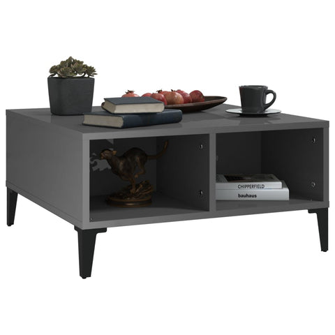 vidaXL Coffee Table High Gloss Grey 60x60x30 cm Engineered Wood