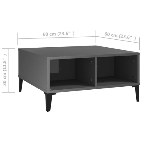 vidaXL Coffee Table High Gloss Grey 60x60x30 cm Engineered Wood