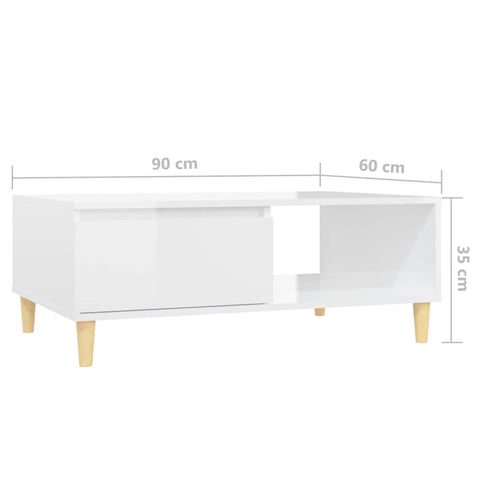 vidaXL Coffee Table High Gloss White 90x60x35 cm Engineered Wood