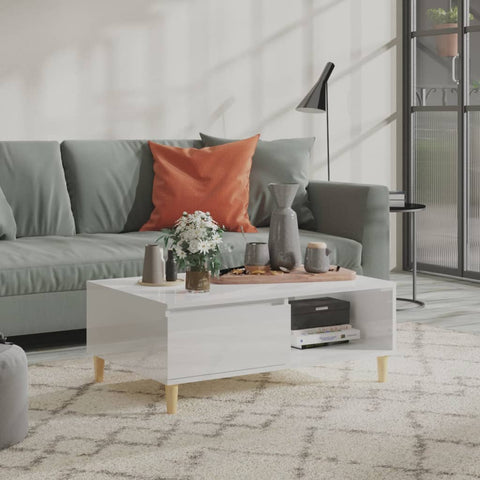 vidaXL Coffee Table High Gloss White 90x60x35 cm Engineered Wood