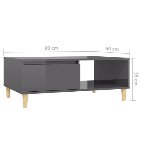 vidaXL Coffee Table High Gloss Grey 90x60x35 cm Engineered Wood